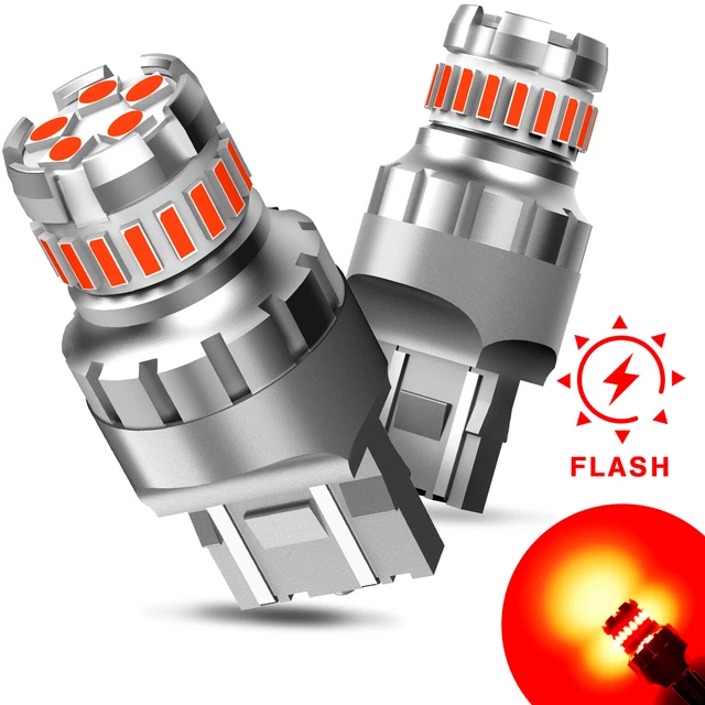 AUXITO 48-LED 7440/7443 Red Strobe Brake Light Bulbs – CANbus, Flashing/Blinking For Honda Accord, Civic