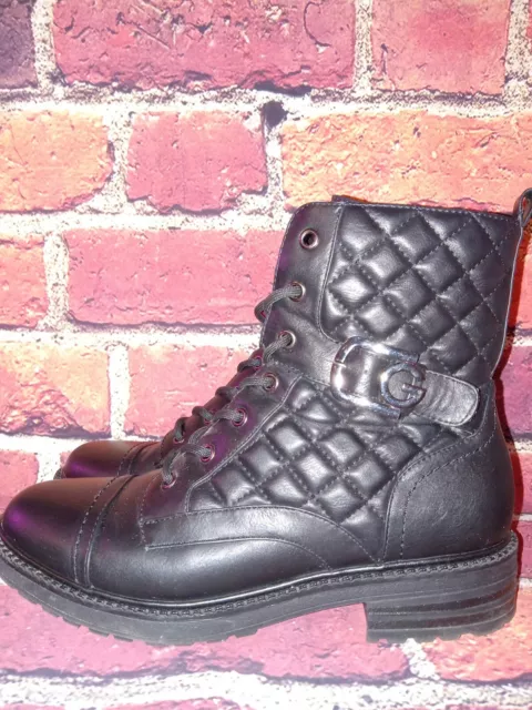 Guess Womens Boots Black Leather Zipper And Buckle