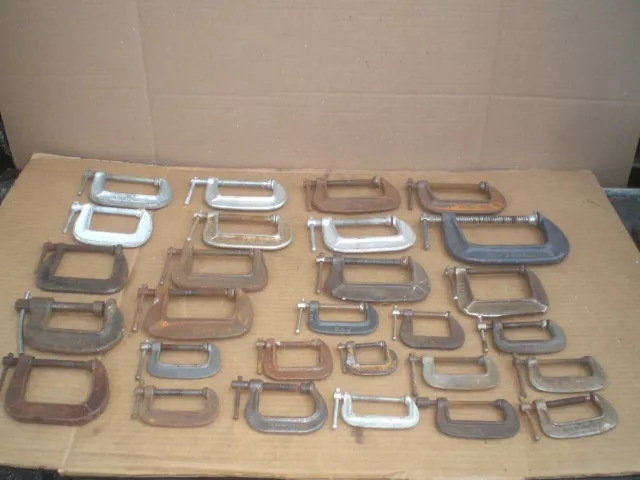 Lot of 28 American Made C clamps  1-4"   Adjustable  B & C   Armstrong