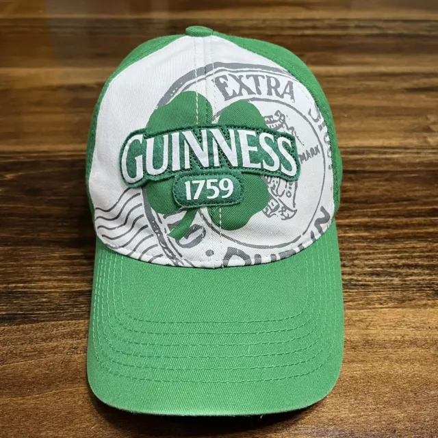 Guinness Hat Cap Snap Back Green White Extra Stout Beer Dublin Ireland 1759