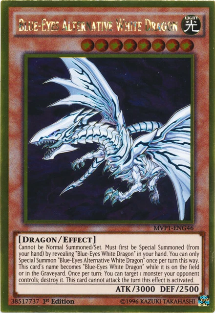 Yugioh! 1x Blue-Eyes Alternative White Dragon - MVP1-ENG46 - Gold Rare - 1st Edi