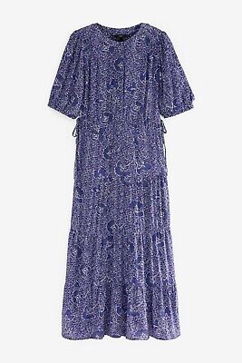 NEXT Blue Floral Print Tiered Midi Dress Size 18-20 BNWT RRP £38 Holiday Party