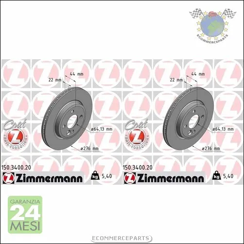 Kit 2x dischi freno Zimmermann COAT Z Anteriore per MINI #d8