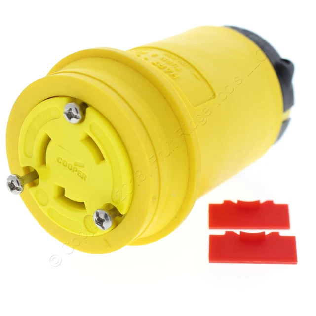 Cooper Yellow Locking Back Wire Grounding Connector L6-30R 30A 250V 2P3W L630CY
