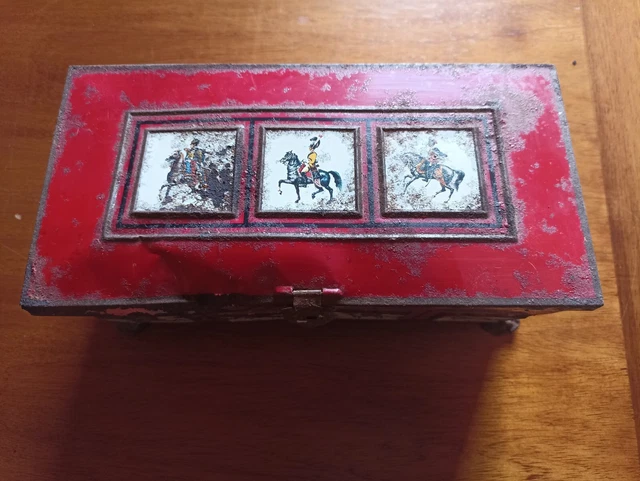 Ancienne Boîte De Cubes En Bois Thème Cowboy Et Indiens - Jeu Vintage Occasion