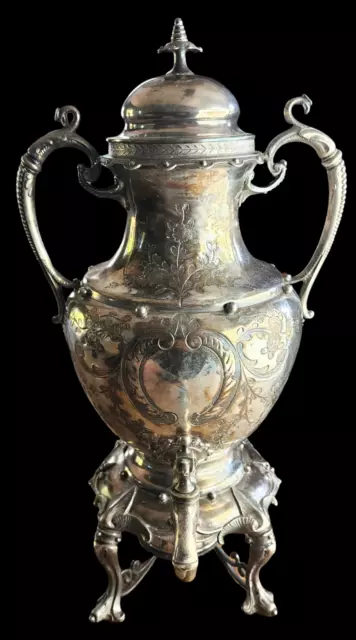 Antique PB & P Co. Silver Plate Ornate Art Nouveau Samovar Victorian Hot Water