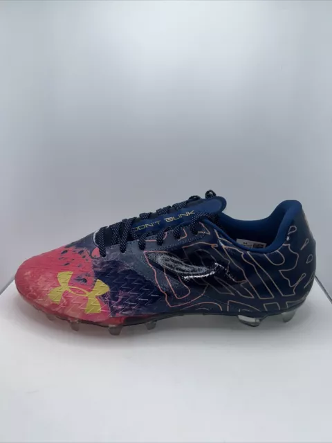 Under Armour Blur LE Drip Men’s Size 13.5 Football Cleats Blue Pink 3023379 400