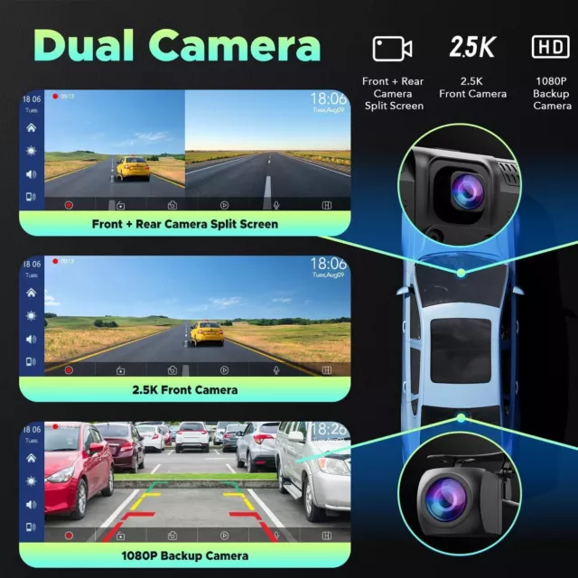 2.5K Dash Cam 9.26" Car Stereo For Apple Carplay&Android Auto AirPlay GPS +Cam 3