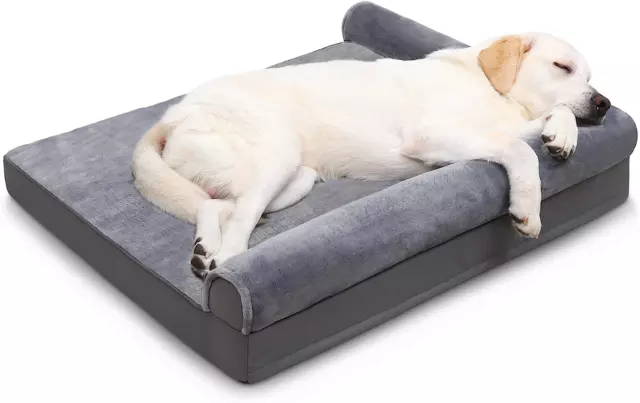 Orthopedic Dog Bed Waterproof Dog Beds for Large Dogs Flannel Bolster Dog Couch