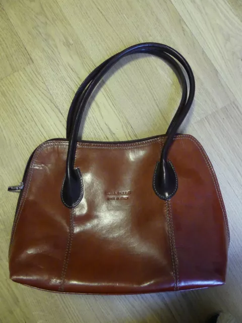 SAC VERA PELLE genuine leather couleur gris beige EUR 129 00