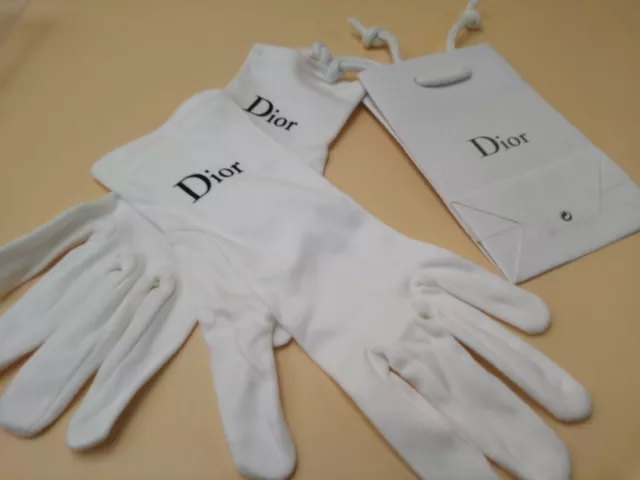 Paire de gants blanc de présentation  Christian Dior logo