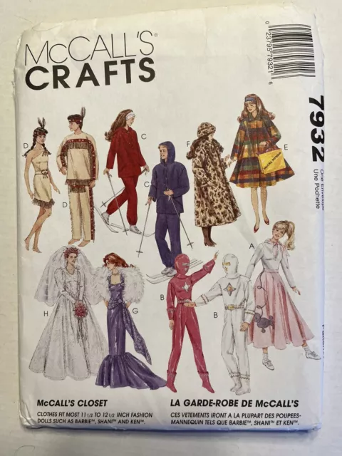 Vintage McCalls Sewing Pattern 7932 Fashion Doll Barbie Clothes  11.5" UNCUT FF