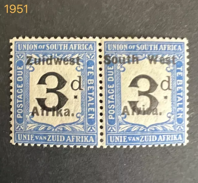 South West Africa Postage Due Stamps D31 3d Zuidwest 9.5mm T6 1924 MLH