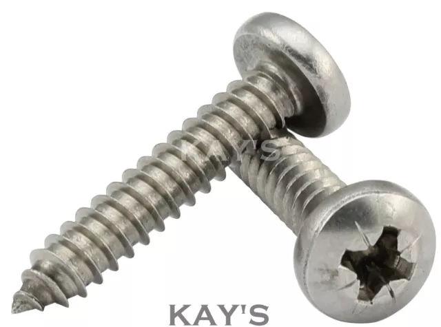 POZI PAN SELF TAPPING SCREWS A4 MARINE STAINLESS STEEL TAPPERS No.6, 8, 10,12,14