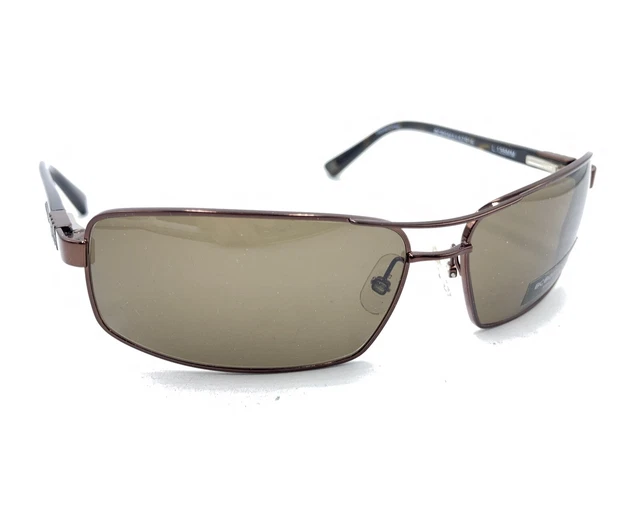 Bcbgmaxazria Chrome Bro Brown Rectangle Wrap Sunglasses Gray Lens 62-14 135