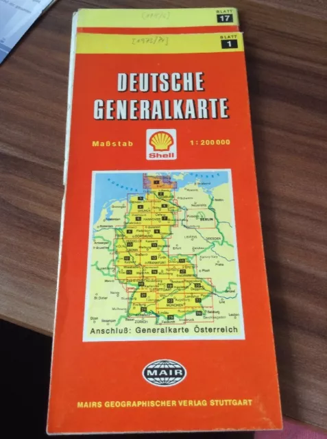 Straßenkarte Deutsche Generalkarte Blatt 1/74 1: 200 000 Shell