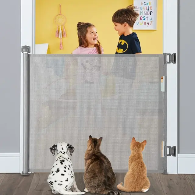 Retractable Baby Gate, Extra Wide Safety Kids or Pets Gate, 33” Tall, Extends to