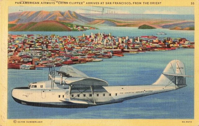 pc15099 postcard Pan American China Clipper San Francisco postally used 1939