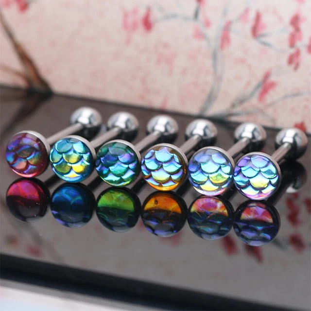 Bolas perchas perforadas de lengua para mujer barras de lengua cuerpo Barbell JewelZ8