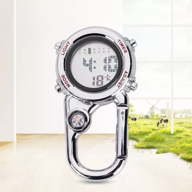 Clip on Carabiner Luminous Face FOB Digital Watch for Doctors Nurses Paramedics