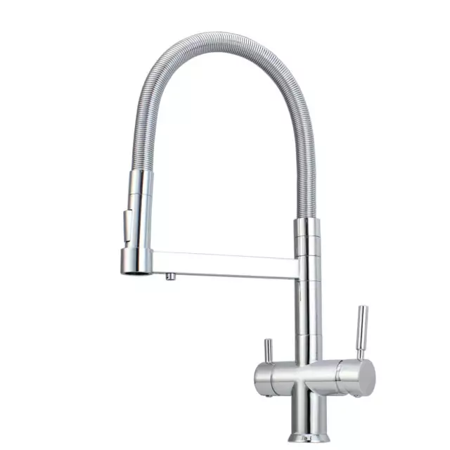 Hommix Savona Chrome Pull-Out Spray-Hose 3-Way Tap (Triflow Filter Tap) 2