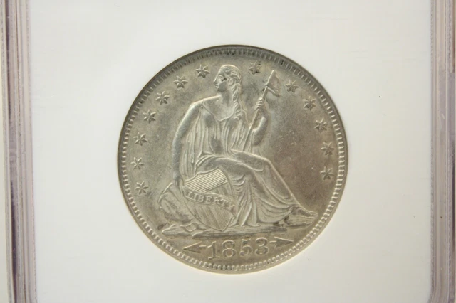 1853 Arrows & Rays Seated Liberty Half Dollar 50C NGC AU58 #4014