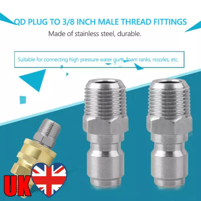 2pcs NPT 3/8 inch Male Quick Disconnect Plug Fittings Pressure Washer Adapters