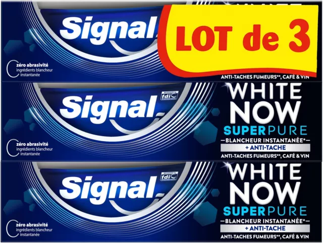 Lot de 3 dentifrices signal white now superpure  (75 ml x 3)