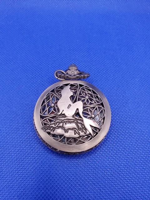 Disney The Little Mermaid Ariel and Eric Pocket Watch Pewter Watch Only No Chain