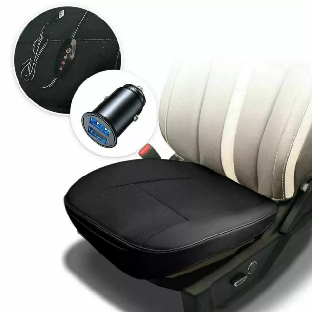 Zone Tech Car Heated Seat Cushion USB Cigarette Lighter Converter with  Remote