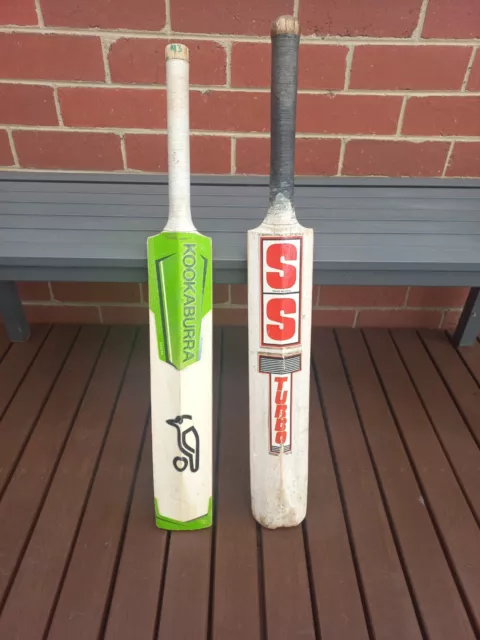 SS TURBO & KOOKABURRA KAHUNA PRO 500 BULK LOT x 2 KIDS JUNIOR USED CRICKET BATS