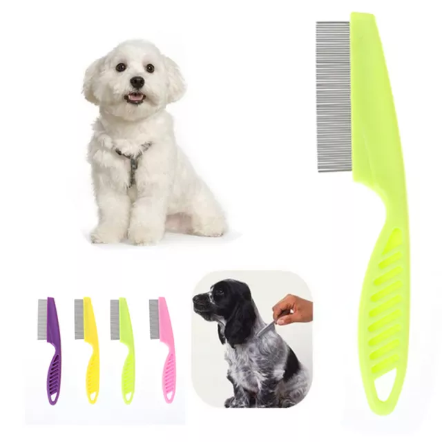 Pet Stainless Steel Grooming Comb Hair Brush Shedding Flea Lice Trimmer }