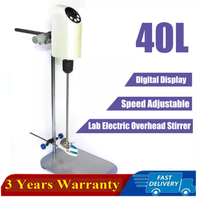 40L Lab Electric Overhead Stirrer Mixer Agitator Homogenizer + Digital Display