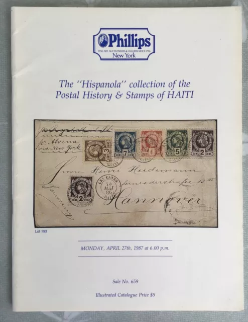 Historia Postal y Estampillas de Haití la colección Hispanola, Catálogo de Subasta 1987