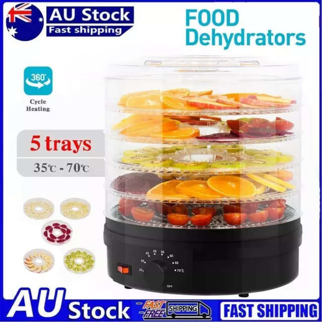 5 Tray Food Dehydrators Fruit Dehydrator Jerky Dryer Adjustable Temperature