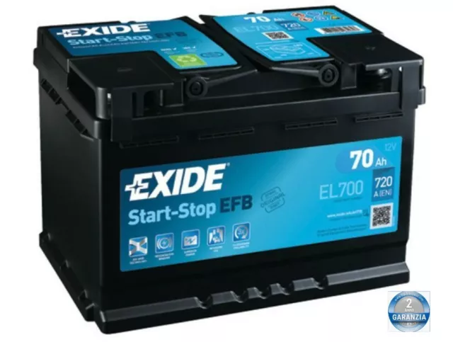 Batteria Start&Stop Exide 70 Ah 720 (En) El700 2 Anni Di Garanzia