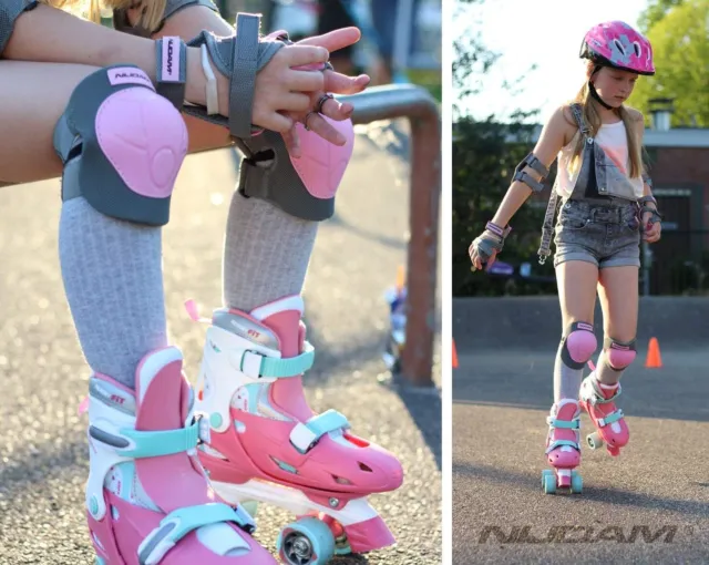 Nijdam Mädchen Inlineskates Protektoren, Schützersatz N-Protect, Rosa/Grau, L 2