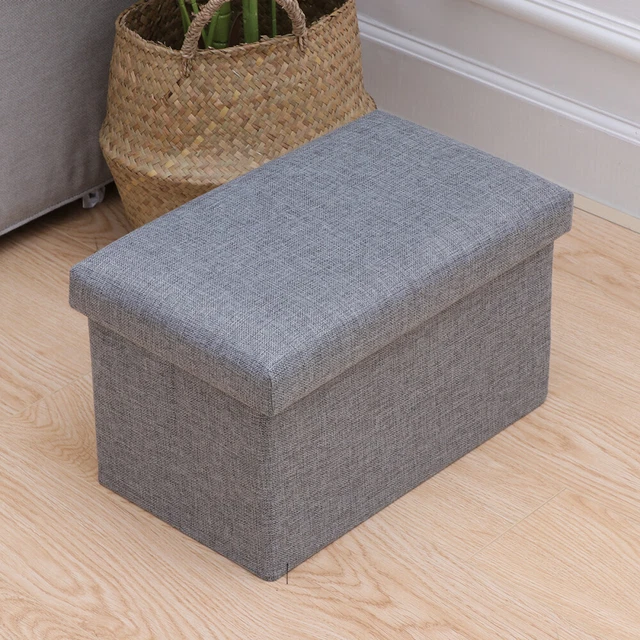 Contenitore pouf lino cubo sgabello pieghevole