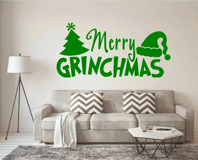 MERRY GRINCHMAS CHRISTMAS Grinch Santa Tree Window Vinyl Decal Sticker