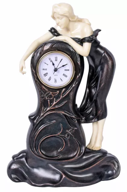 Horloge Antique Art Nouveau Dame Figure Féminine Buffetuhr Déco Enfants Femme