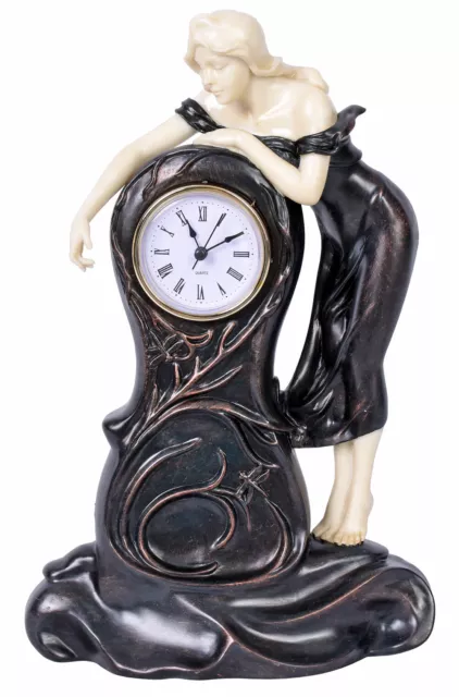 Orologio da Tavola Antico Stile Liberty Dama Figura Femminile Buffet Decorativo