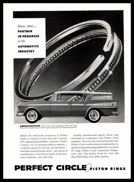 1958 Nash Ambassador Station Wagon Perfect Circle Piston Rings Vintage Print Ad
