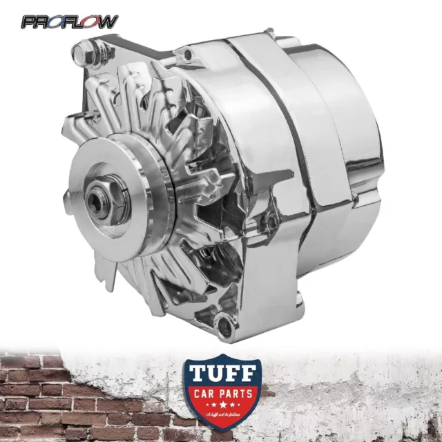 Holden Red 6 Cylinder 179 186 202 Proflow Chrome Alternator 100 AMP Internal Reg