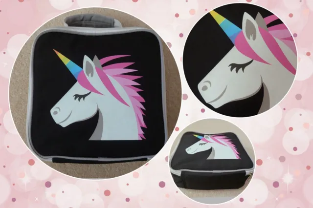 Lunch Bag Black with Unicorn Design
