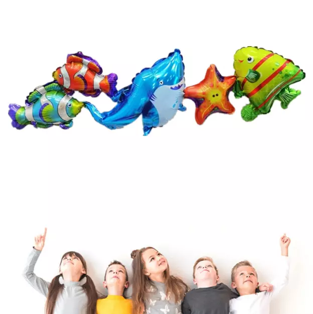 Glossy Cute Tropical Fish Shark Foil Birthday Party Balloon Decor Helium/Air