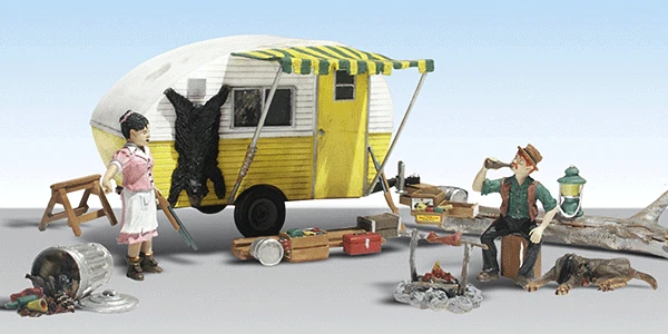 Woodland Scenics 1917 Echelle Ho Campers Avec Tente Et Accessoires