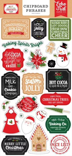 Chipboard Echo Park 6""X13"" - Frases, Have A Holly Jolly Christmas