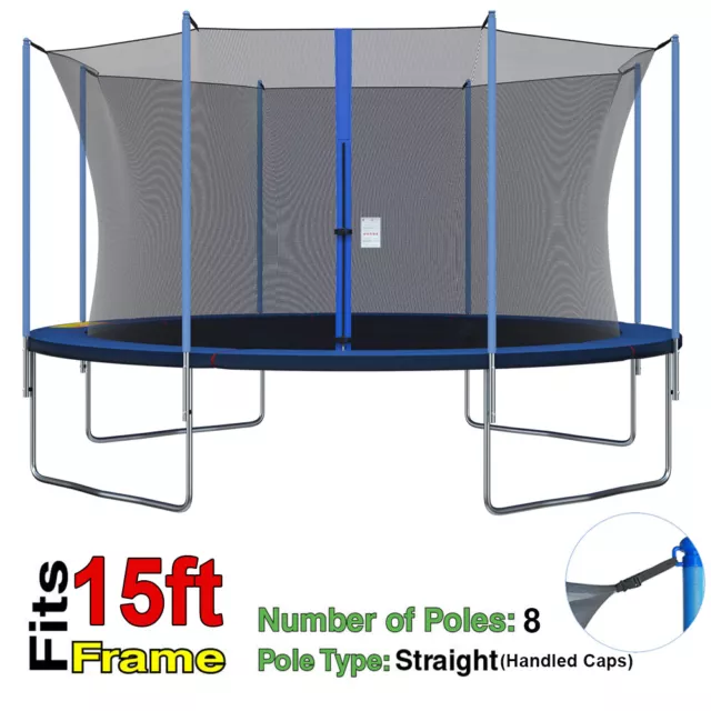 Trampoline Replacement Safety Net Mesh Enclosure For 15FT Frame 8 Straight Poles