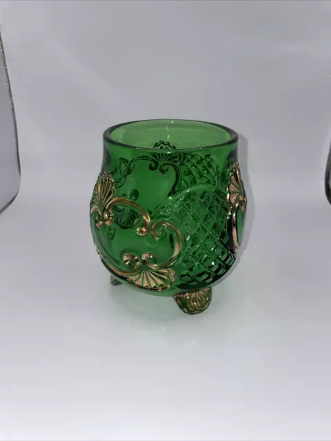 Antique EAPG Riverside Croesus Glass Footed Sugar Bowl Emerald Green No Lid