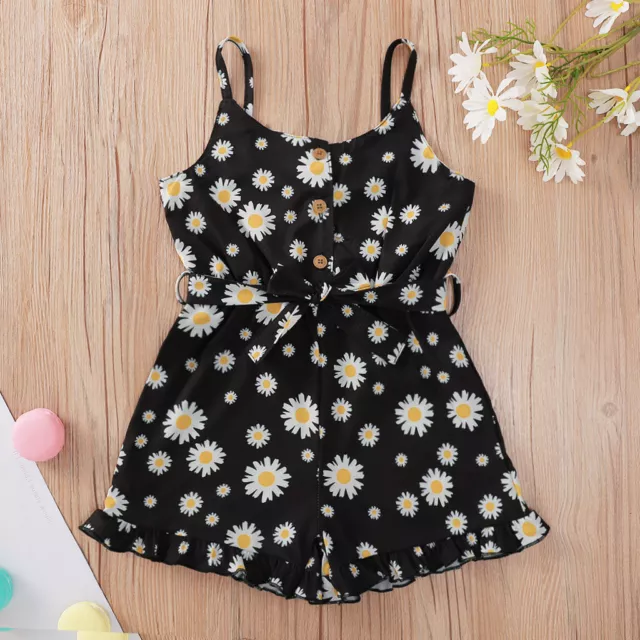Toddler Kids Girls Floral Ruffled Romper Jumpsuit Bodysuit Outfits Clothes Set